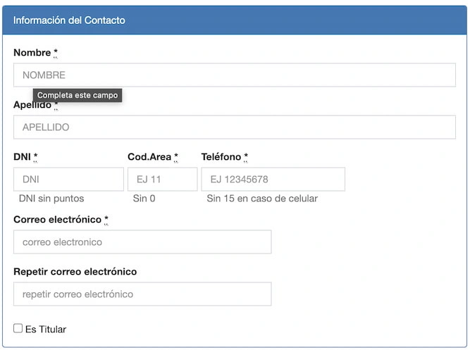 información de contacto